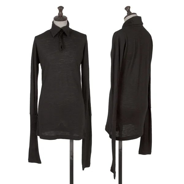 Yohji Yamamoto NOIR Wool Skipper Long Sleeve T-shirt Black 2 K-170030_001