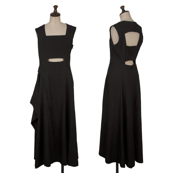 Yohji Yamamoto NOIR Wool Switching Drape Dress Black 1 K-170035_001