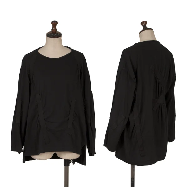 B Yohji Yamamoto Taped Design Long Sleeve Top Black 2 K-170037_001