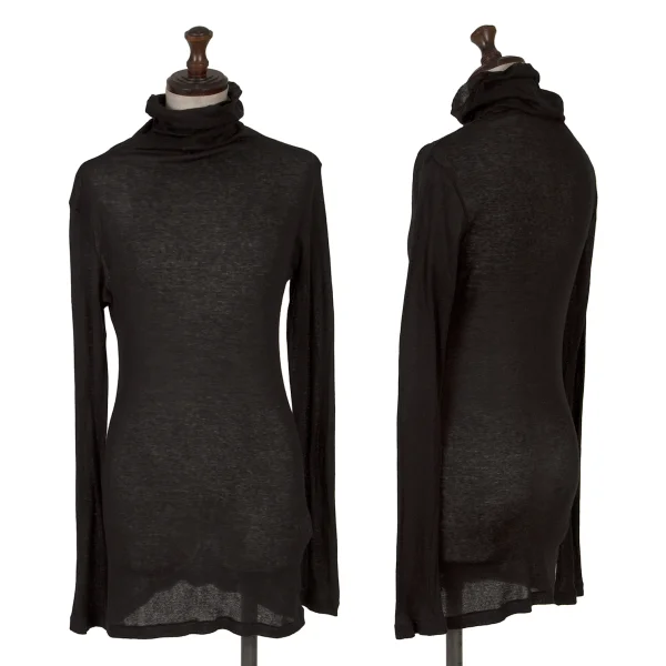Y's Cashmere Blended High-neck Long Sleeve Top Black 2 K-170039_001