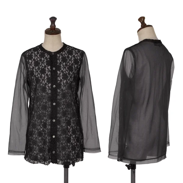 tricot COMME des GARCONS Flower Lace Sheer Blouse Black M K-170040_001