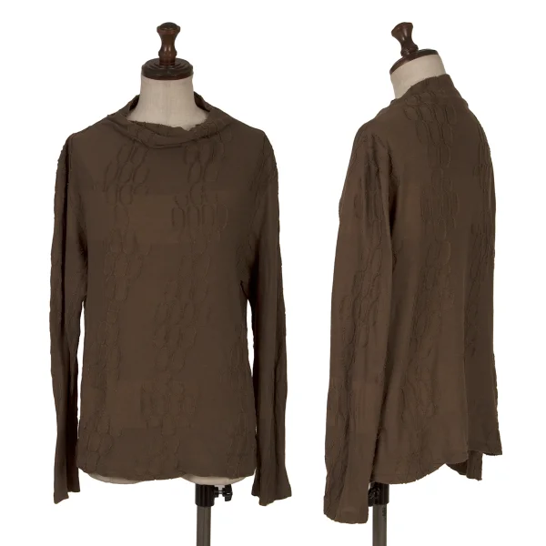 Plantation Dyed Jacquard Long Sleeve Top Brown M K-170045_001