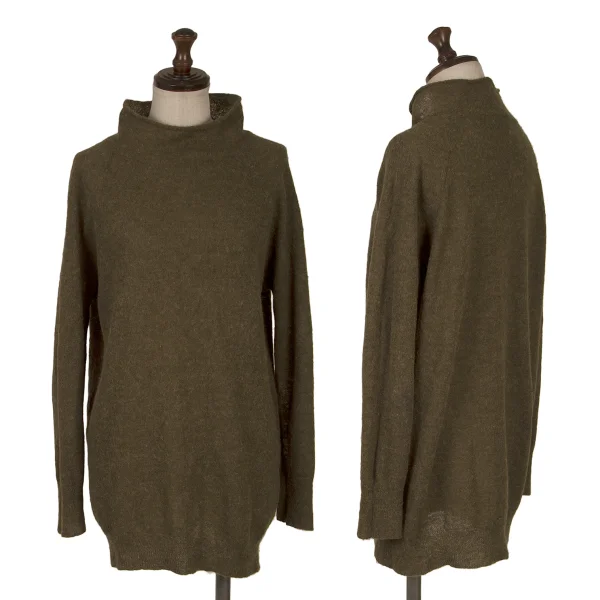 Plantation Alpaca Blended High-neck Knit Sweater Khaki M K-170047_001