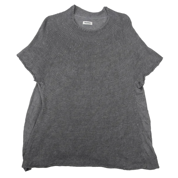 Plantation Linen Switching Short Sleeve Knit Sweater K-170048_002