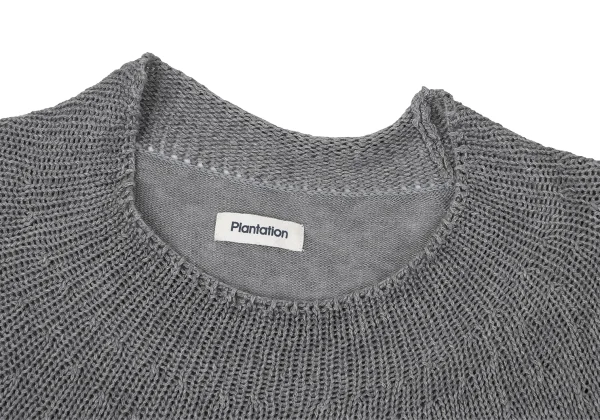 Plantation Linen Switching Short Sleeve Knit Sweater K-170048_003