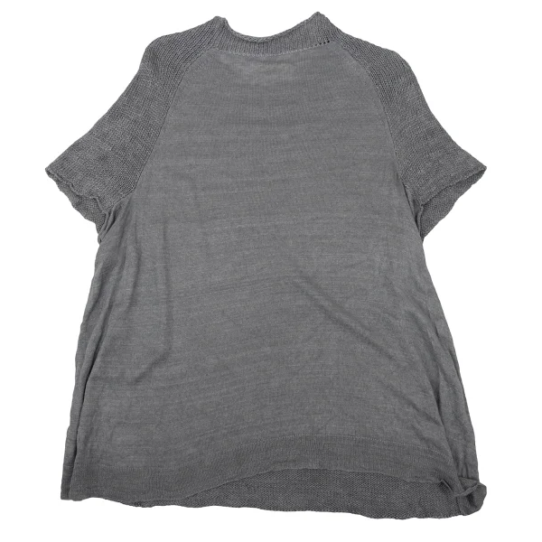 Plantation Linen Switching Short Sleeve Knit Sweater K-170048_009