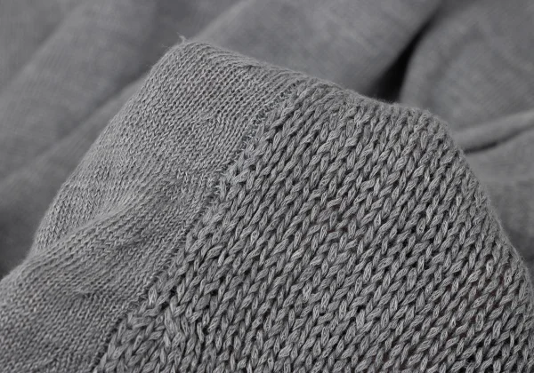 Plantation Linen Switching Short Sleeve Knit Sweater K-170048_010