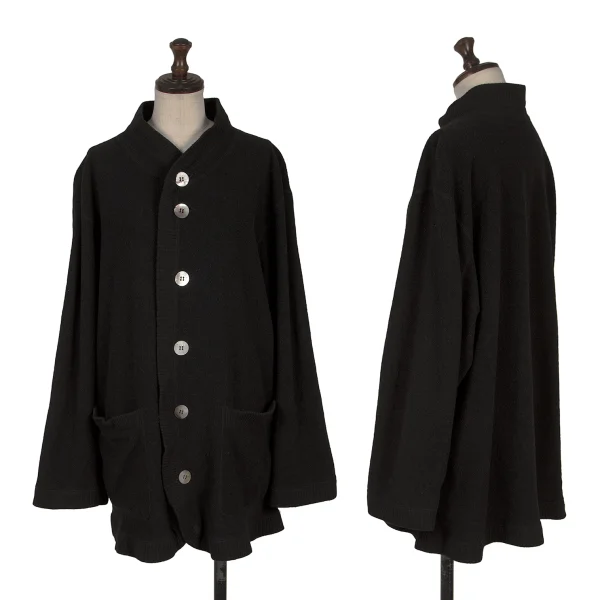 Plantation Wool Nylon Shell Button Cardigan Black M K-170049_001