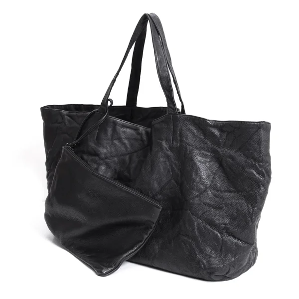 Yohji Yamamoto FEMME Reversible Wrinkled Leather Tote Bag Black  K-170055_001