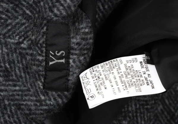 Y's Wool Nylon Herringbone Wrap Jacket K-170059_011