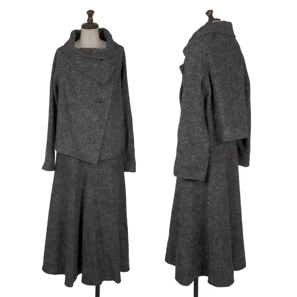 Y's Wool Nylon Herringbone Skirt K-170060_011