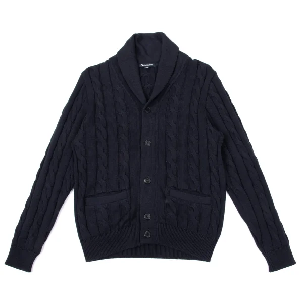 Aquascutum Cashmere Blended Cotton Silk Knit Cardigan Navy L K-170067_001
