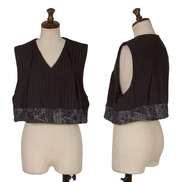 COMME des GARCONS Hem Switching Pinstripe Dart Line Vest Navy XS-S K-170076_001