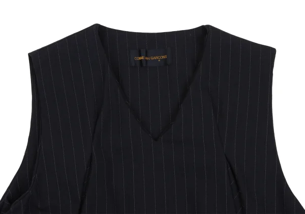 COMME des GARCONS Hem Switching Pinstripe Dart Line Vest K-170076_003