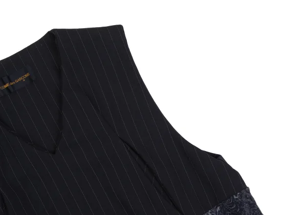 COMME des GARCONS Hem Switching Pinstripe Dart Line Vest K-170076_004