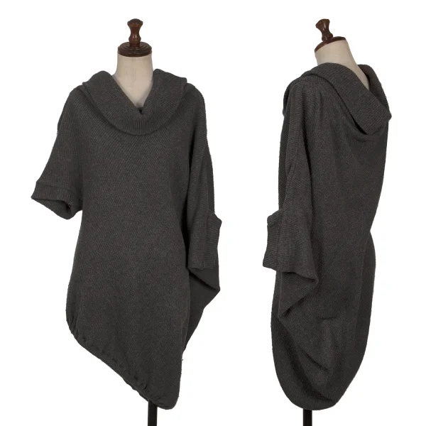 Y's Angola Blended Asymmetry Knit Top Charcoal 3 K-170083_001