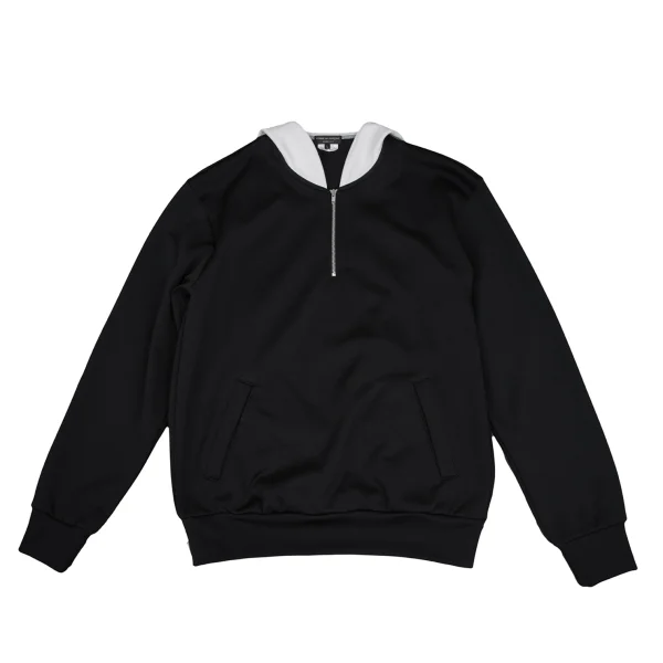 COMME des GARCONS HOMME PLUS Long Collar Poly Zip Neck Top Black L K-170084_001