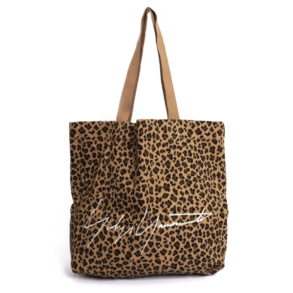 Yohji Yamamoto Logo Printed Leopard Tote Bag Brown  K-170126_001