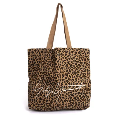 Yohji Yamamoto Logo Printed Leopard Tote Bag
