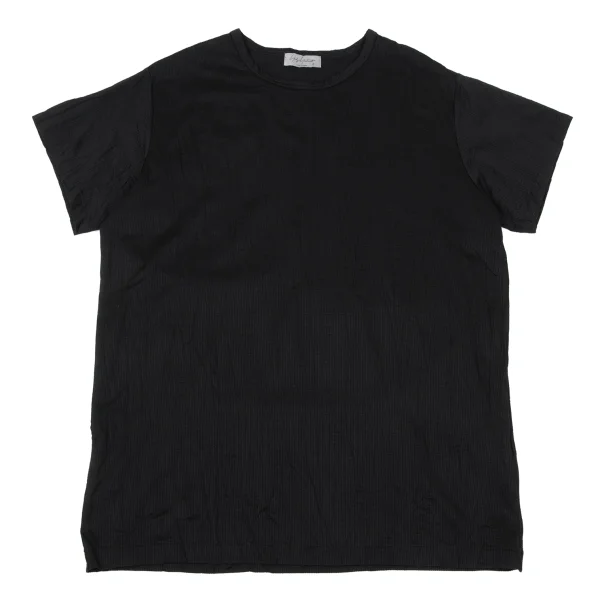 Yohji Yamamoto POUR HOMME Striped Woven Wrinkle T-shirt Black 3 K-170131_001