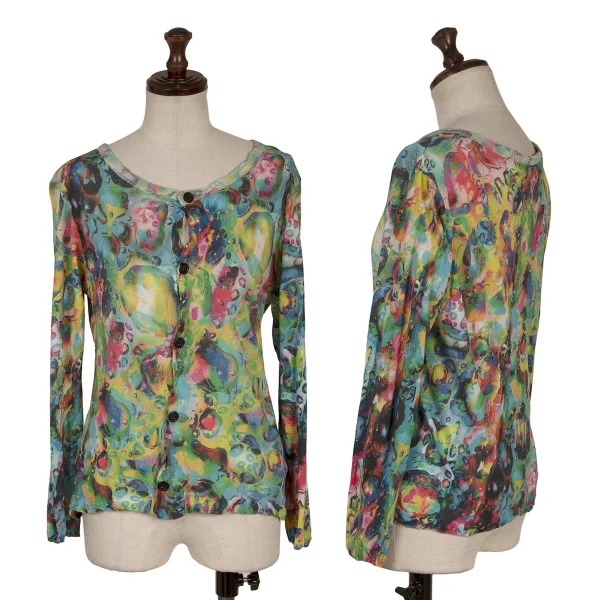 Yohji Yamamoto FEMME Colorful Bubble Print Cotton Cardigan Multi-Color 2 K-170138_001