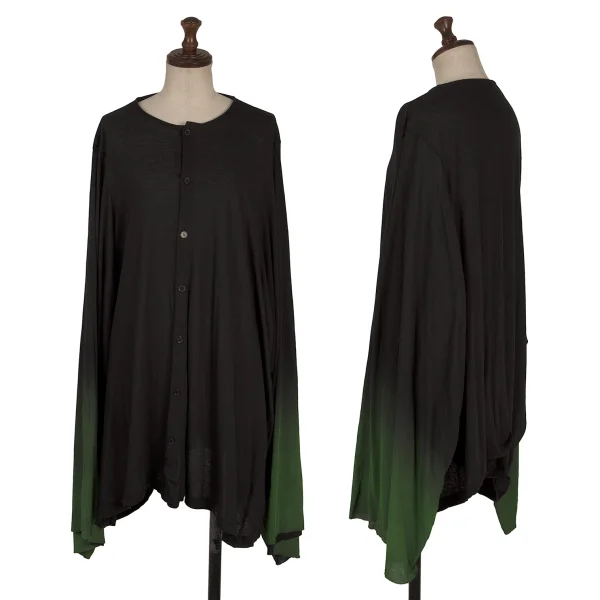 Yohji Yamamoto FEMME Pigment Gradient Print Wide Sleeve Cardigan Black,Green 2 K-170142_001