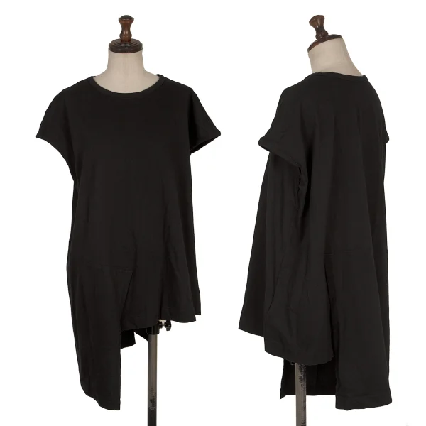 Yohji Yamamoto FEMME Asymmetrical French Sleeve T Shirt Black 2 K-170149_001