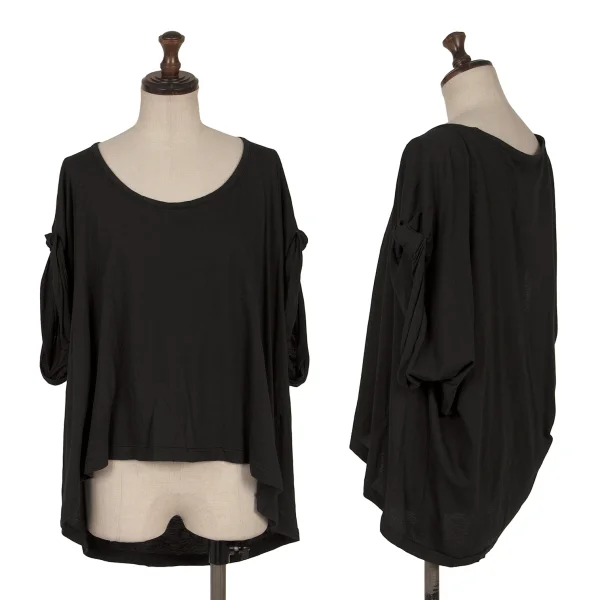 Yohji Yamamoto FEMME Roll-up Sleeve T Shirt Black 2 K-170153_001