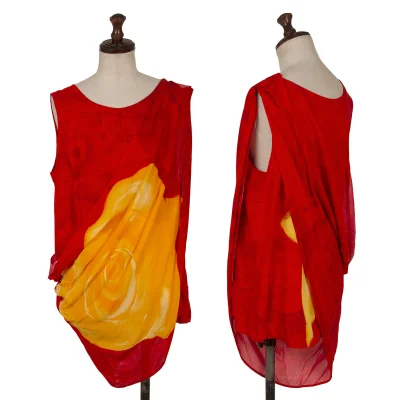Yohji Yamamoto FEMME Floral Ethnic Printed Gather Sleeveless Top