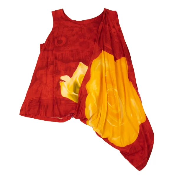 Yohji Yamamoto FEMME Floral Ethnic Printed Gather Sleeveless Top K-170154_002