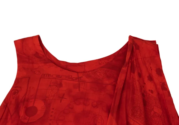 Yohji Yamamoto FEMME Floral Ethnic Printed Gather Sleeveless Top K-170154_004
