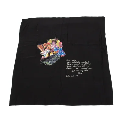Yohji Yamamoto FEMME Silk Floral Poem Drawing Scarf