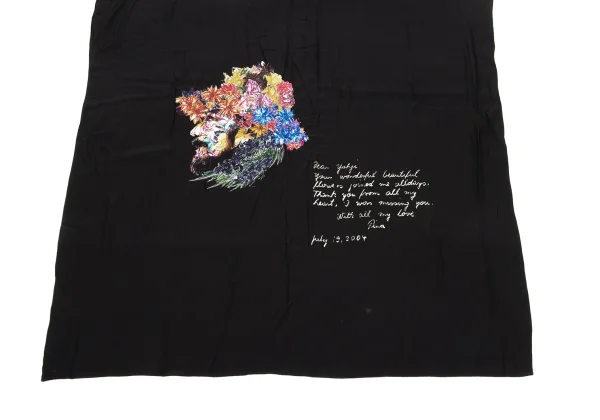 Yohji Yamamoto FEMME Silk Floral Poem Drawing Scarf K-170162_003