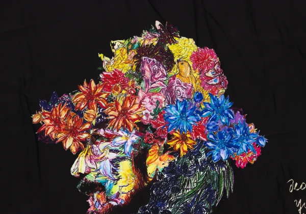 Yohji Yamamoto FEMME Silk Floral Poem Drawing Scarf K-170162_004