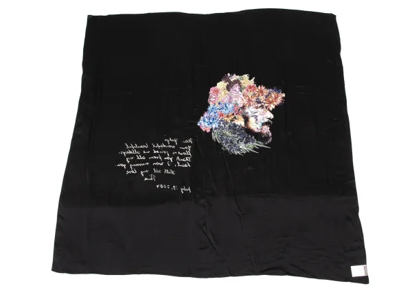 Yohji Yamamoto FEMME Silk Floral Poem Drawing Scarf K-170162_006