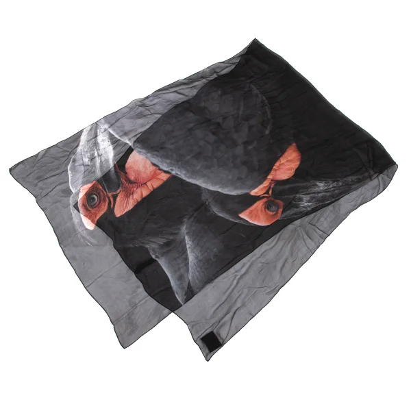 Yohji yamamoto discord Bird Print Sheer Scarf K-170164_002