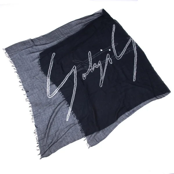Yohji Yamamoto SUZUSAN Signature Logo Dyed Scarf K-170165_002