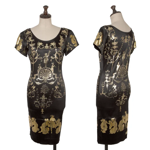 Vivienne Westwood Portrait Print Short-sleeved Dress Black,Gold 1 K-170169_001
