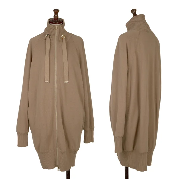 HERNO RESORT Wool Padded Double-zip Long Knit Blouson Beige 42 K-170180_001