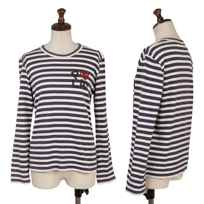PLAY COMME des GARCONS Heart Logo Print Striped T-shirt