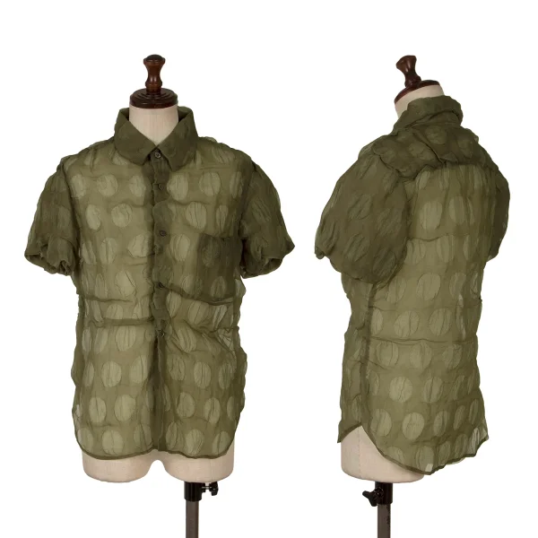 COMME des GARCONS See-through Dot Puckering Shirt Khaki 3 K-170200_001