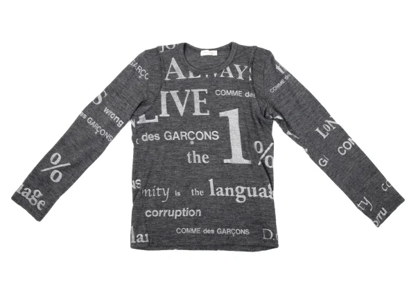 COMME des GARCONS Lettering Glitter Print Sleeve Switching T Shirt K-170204_002