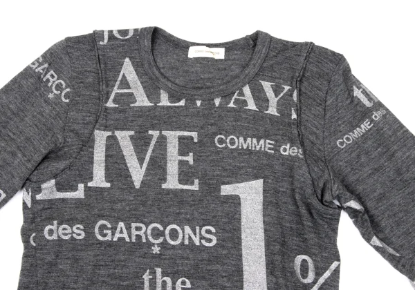 COMME des GARCONS Lettering Glitter Print Sleeve Switching T Shirt K-170204_003