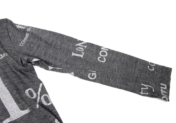 COMME des GARCONS Lettering Glitter Print Sleeve Switching T Shirt K-170204_005