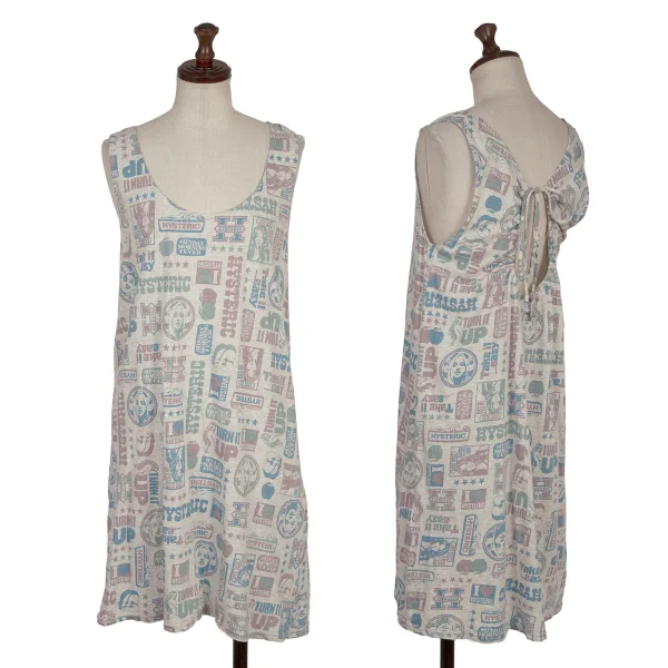 HYSTERIC GLAMOUR Girl Sticker Print Sleeveless Tunic Grey,Multi-Color Free K-170226_001