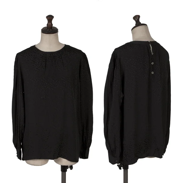 Yves Saint Laurent×ALPHA CUBIC Silk Dot Jacquard Blouse Black 36 K-170245_001