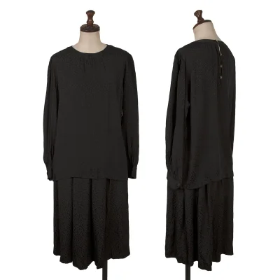 Yves Saint Laurent×ALPHA CUBIC Silk Dot Jacquard Blouse & Skirt