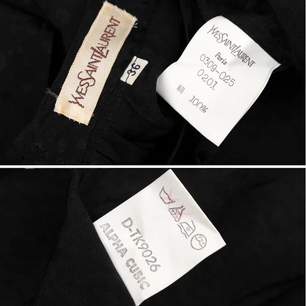 Yves Saint Laurent×ALPHA CUBIC Silk Dot Jacquard Blouse & Skirt K-170247_011