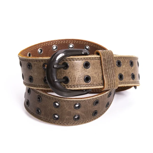 Y's Leather Double Holes Design Belt Brown  K-170249_001
