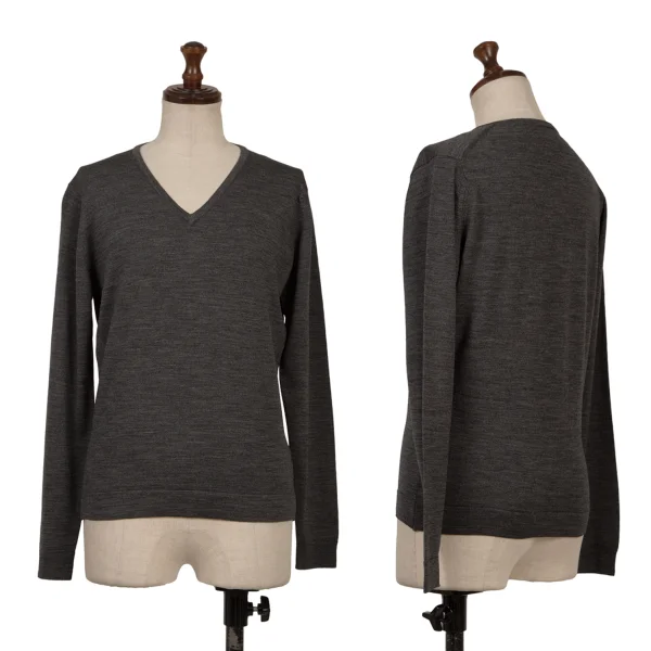 JOHN SMEDLEY demi×sec Wool V-Neck knit Top Grey SML K-170258_001